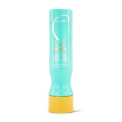 Malibu C color wellness conditioner bottle, teal with white text and yellow cap