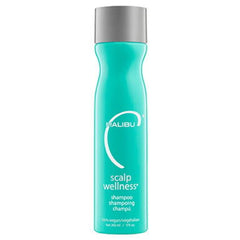 Malibu C scalp wellness shampoo bottle, turquoise with white label