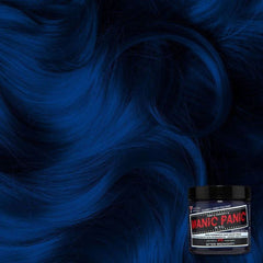 Blue hair dye jar with swirled blue hair strands, After Midnight