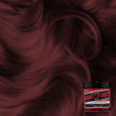 Manic Panic CLASSIC Formula hair dye jar in Infra Red; burgundy red hair swatches