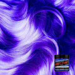 Manic Panic Lie Locks hair dye jar with purple and lavender hair swatch