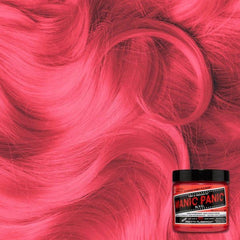 Manic Panic hair dye jar in Pretty Flamingo, bright pink-red cream formula