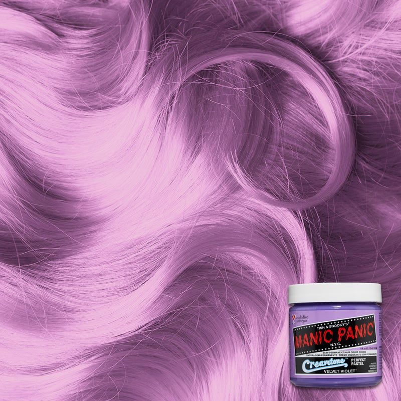 Hair color cream jar, Manic Panic Classic Creamtone Velvet Violet, purple label