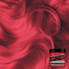 Electric watermelon hair dye jar with Manic Panic label, red-pink color.