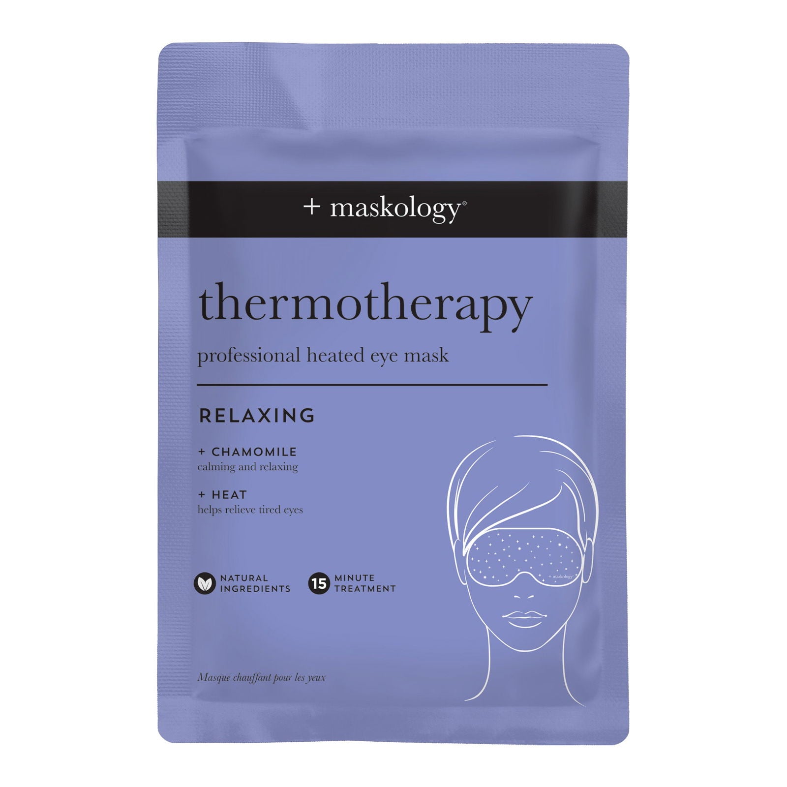 Maskology thermotherapy heated eye mask pouch, purple with eye icon