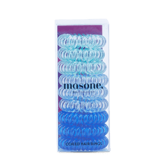 Masone hair twist coiled hair rings in blue tones, in retail box