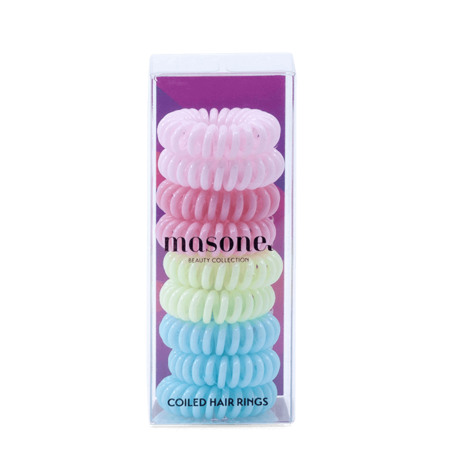 Masone hair twist set of pastel coiled hair rings in clear blister