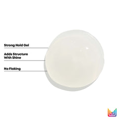 Styling gel dollop, opaque white blob