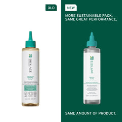 Biolage Scalp Sync scalp concentrate bottles, teal caps, old and new packaging