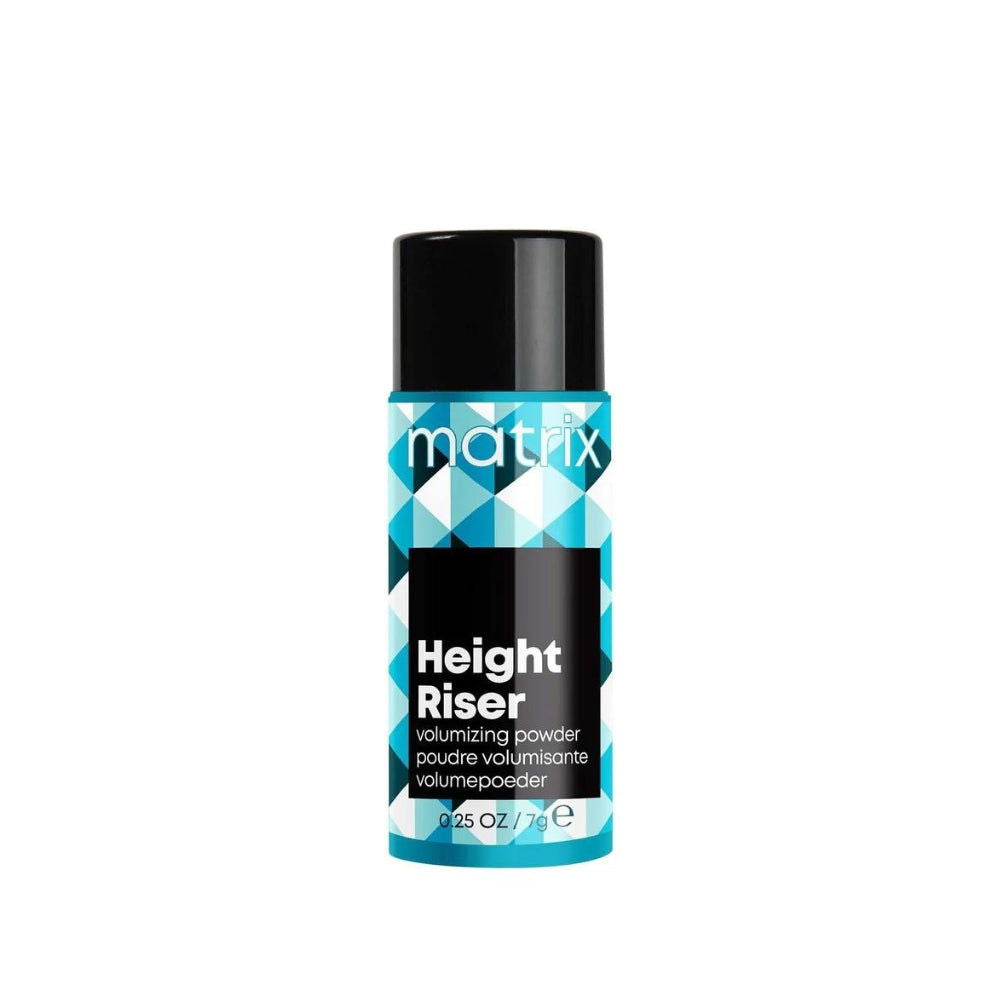 Matrix Height Riser volumizing powder bottle, turquoise label and black cap