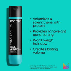 Matrix Total Results High Amplify conditioner bottle with black cap and teal base.