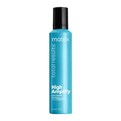 Blue hair foam mousse bottle with black cap, Matrix High Amplify 235g.