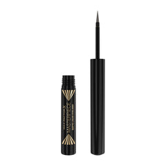 Matte liquid eyeliner pen with charcoal tip and black-and-gold cap