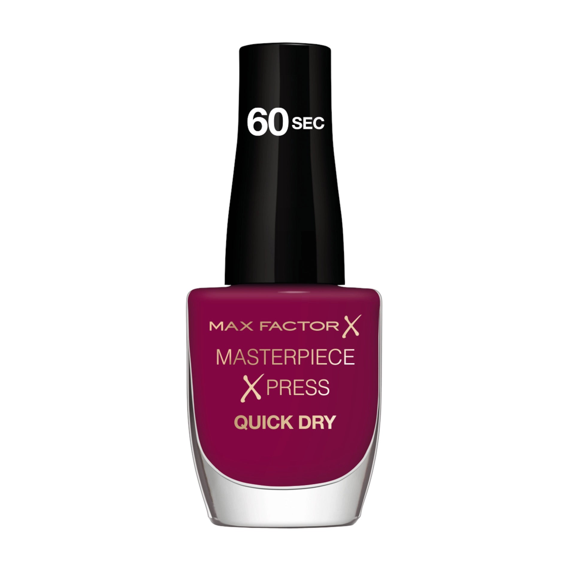 Berry pink quick-dry nail polish bottle with 60 sec cap, 8 ml