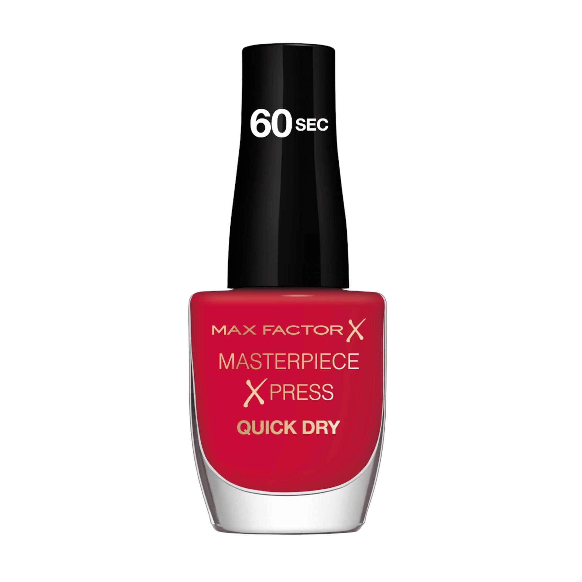 Nail polish bottle in red quick-dry shade, 60 sec cap