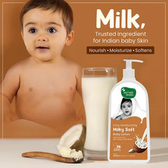 Baby moisturizing lotion bottle with pump dispenser, Milky Soft gentle hydration