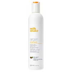 Milk Shake argan shampoo bottle, 300 ml, white with orange cap