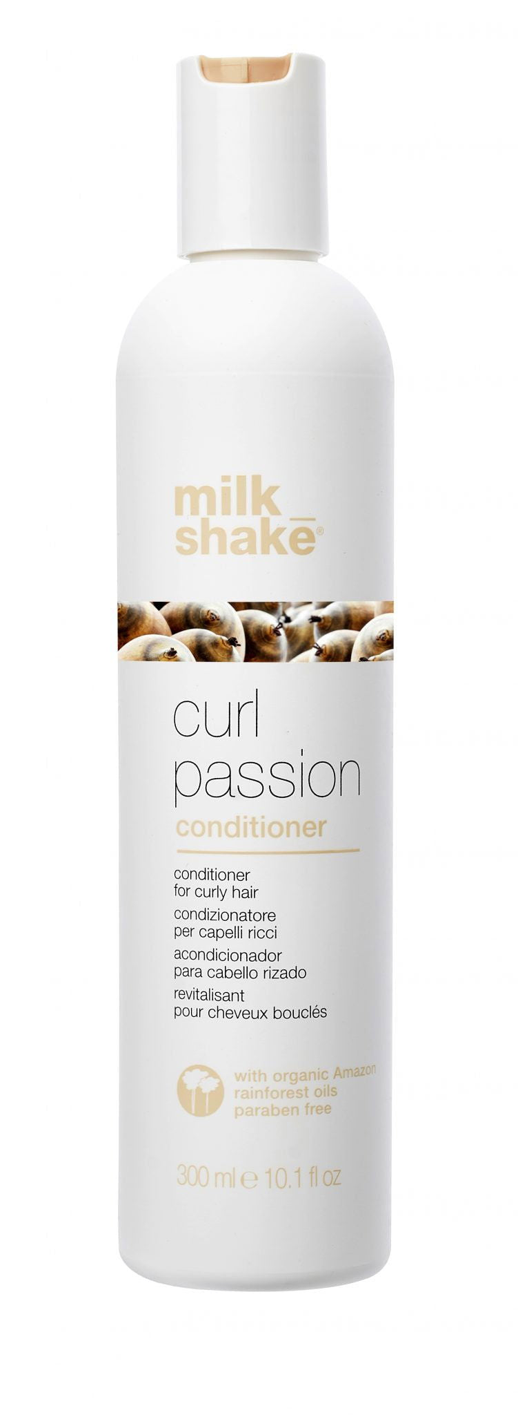 Curl Passion conditioner bottle, white with milk graphic, 300 ml