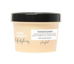 Beige hair styling paste jar with black lid, freehand paste 100 ml