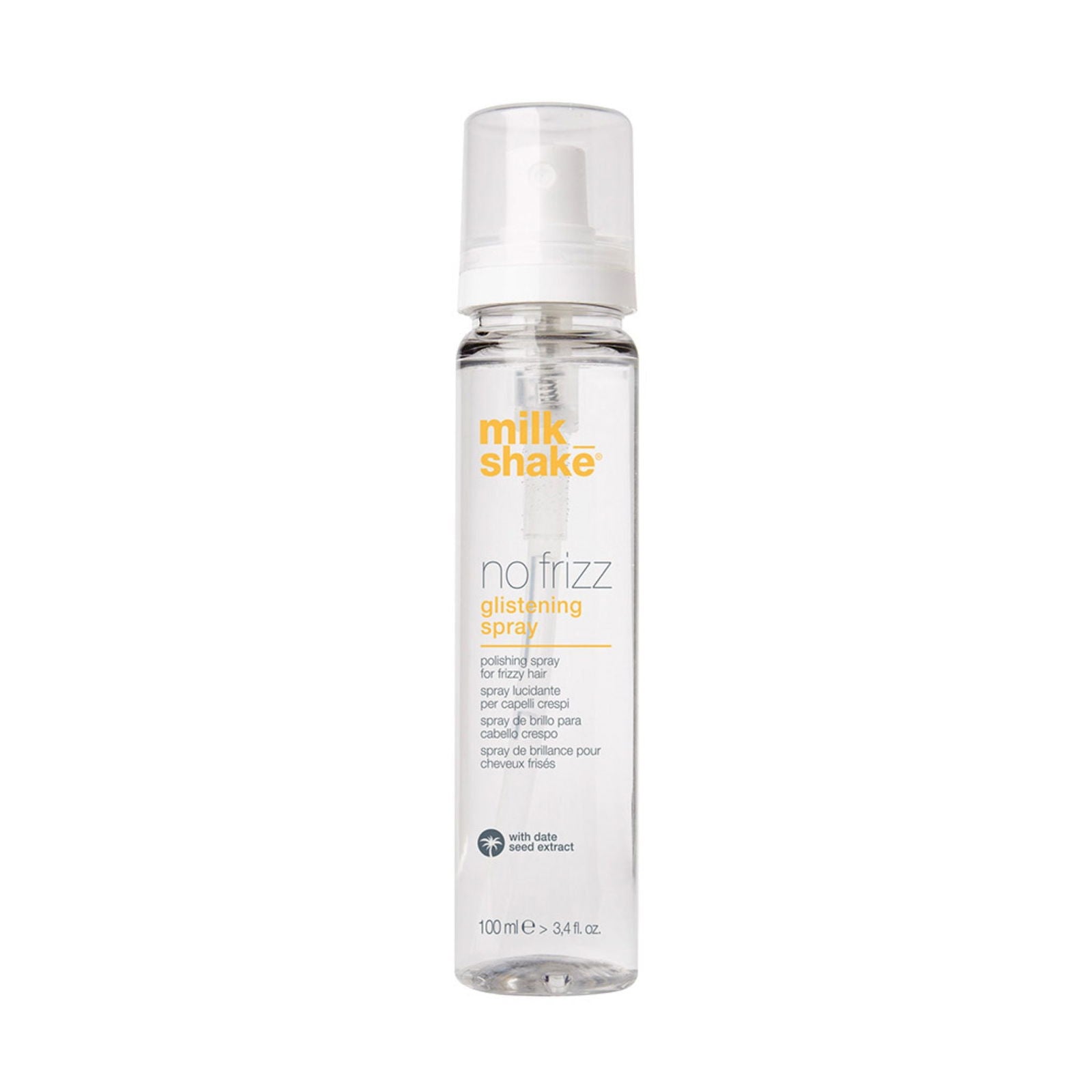 Milk_shake no frizz glistening spray bottle, clear liquid, pump top, 100 ml