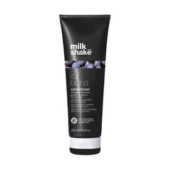 Icy blond conditioner tube, dark gray with Milk_shake label and 250 ml volume