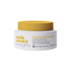 Hair butter jar with white body and yellow lid, 200 ml