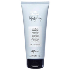 Medium hold gel in light blue tube with black cap, 200ml