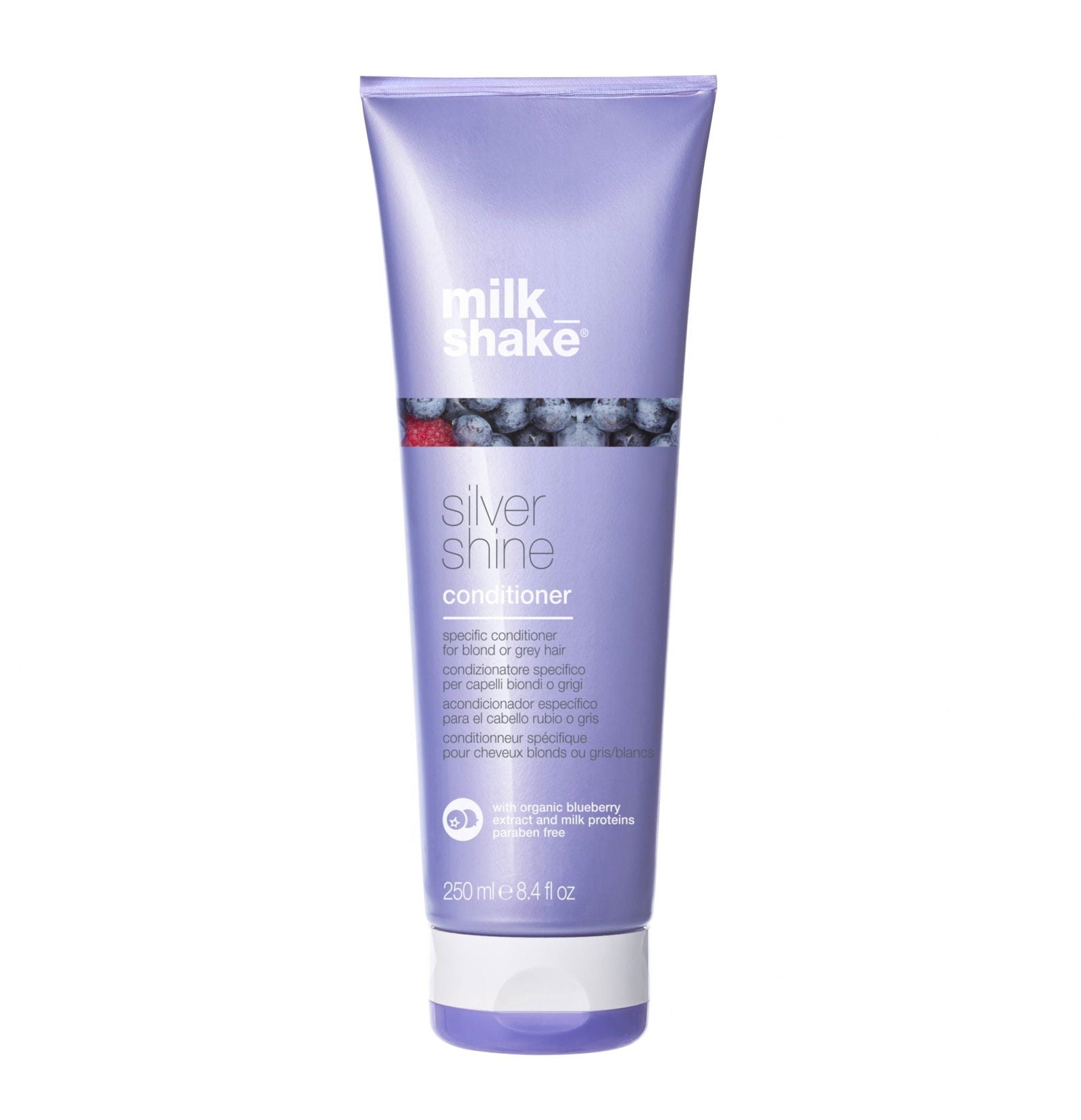 milk_shake Silver Shine conditioner tube, purple squeeze bottle, 250 ml