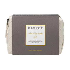 Davroe grey toiletry travel pouch with zipper and front label