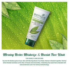 BIOTIQUE Morning Nectar face wash tube, white with green label and cap