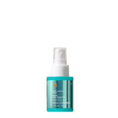 Moroccanoil frizz shield spray bottle, clear pump and teal label