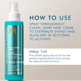 Moroccanoil Frizz Shield spray bottle, white pump, teal label, 160 ml