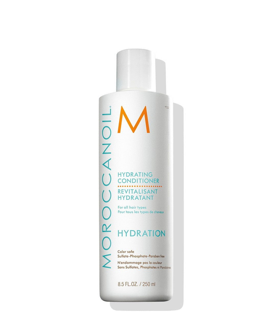 Moroccanoil hydrating conditioner bottle, white with pump cap, 250 ml label