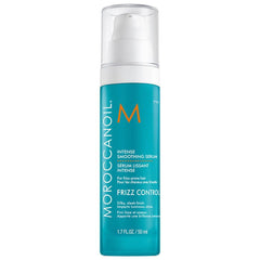Moroccanoil Intense Smoothing Serum bottle, teal liquid and clear pump, 50 ml