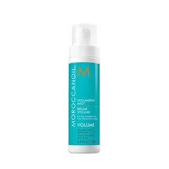 Moroccanoil volumizing hair mist bottle with pump, teal label and white cap
