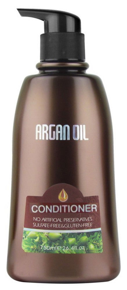 Argan Oil Conditioner pump bottle, 750 ml, dark brown glass with black dispenser