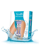 Women's bikini sensitive razor pack, 2-count, white and teal retail box