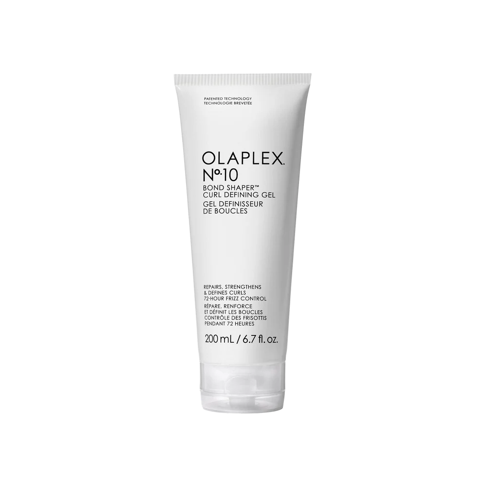 Olaplex No.10 bond shaper curl defining gel, white squeeze tube with flip-top cap