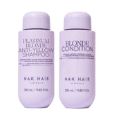 Platinum Blonde anti-yellow shampoo and conditioner bottles, 350 ml each