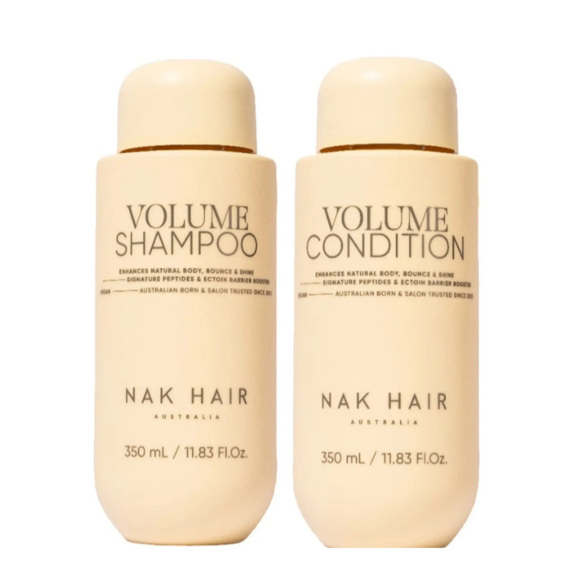 Volume shampoo and conditioner bundle, 350 ml bottles with pump, front view