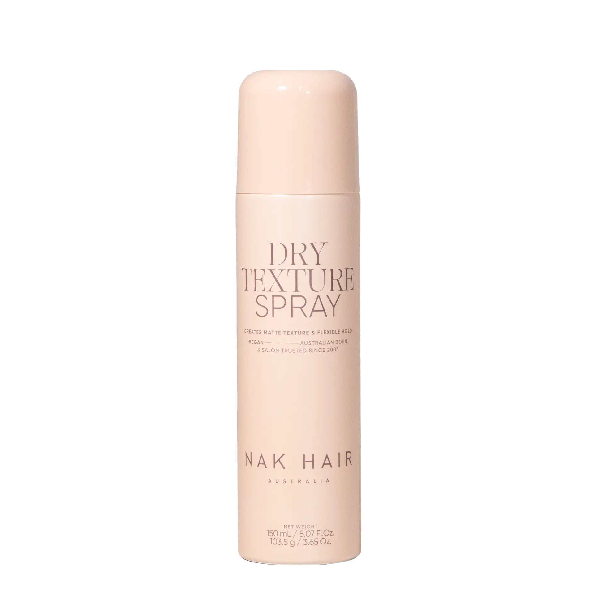 NAK hair dry texture spray bottle, beige plastic, cylindrical 150 ml