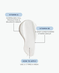 Hydrate shampoo usage guide with vitamin A and vitamin B5 infographic