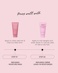 Replends Moisture Mask travel-size tube and application steps for hair