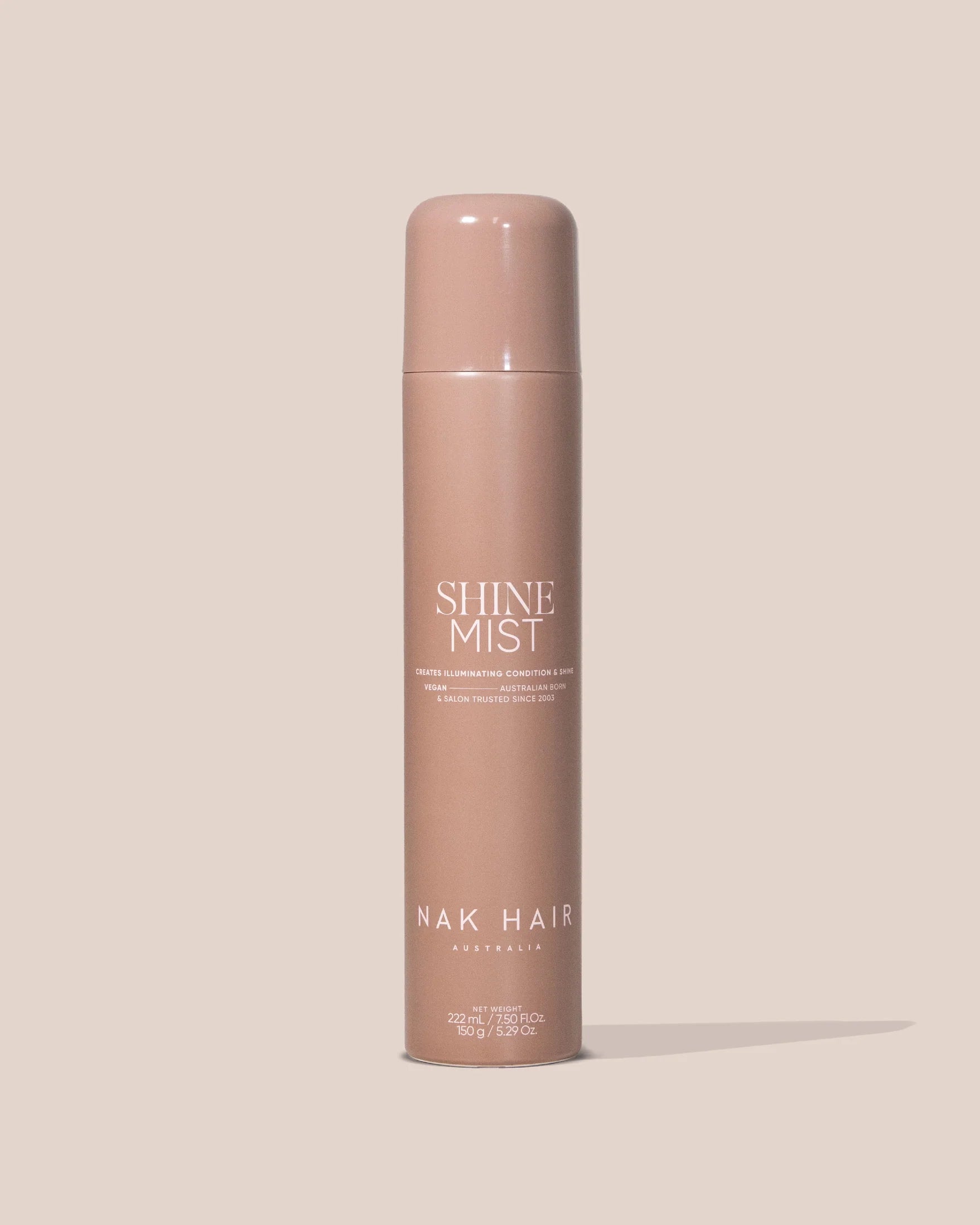NAK HAIR Shine Mist hair spray bottle, light pink cylindrical canister