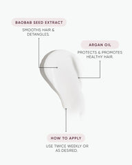 Hair repair treatment cream illustration with ingredient callouts