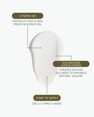 Hair conditioner usage infographic with vitamin B5 and how to apply text