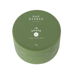 Green round hair styling jar, 90g, with NAK Barber label
