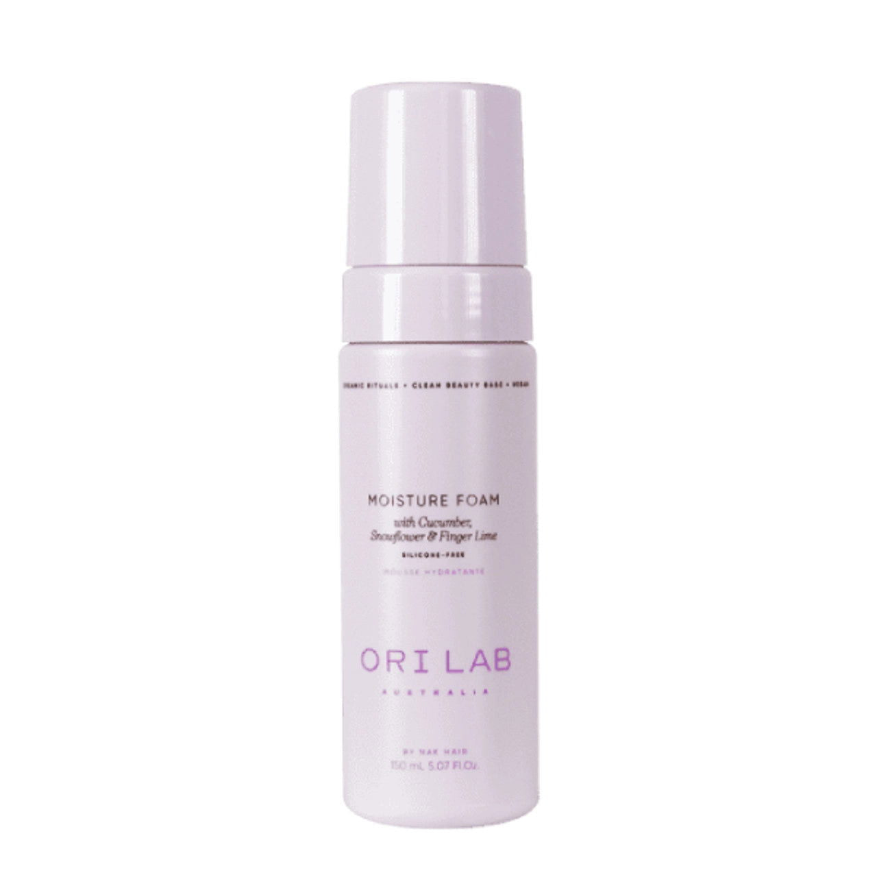 Moisture foam hair bottle with pump cap, ORI Lab label