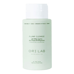 ORI Lab Plump Cleanse shampoo bottle, white cap, translucent light green label.