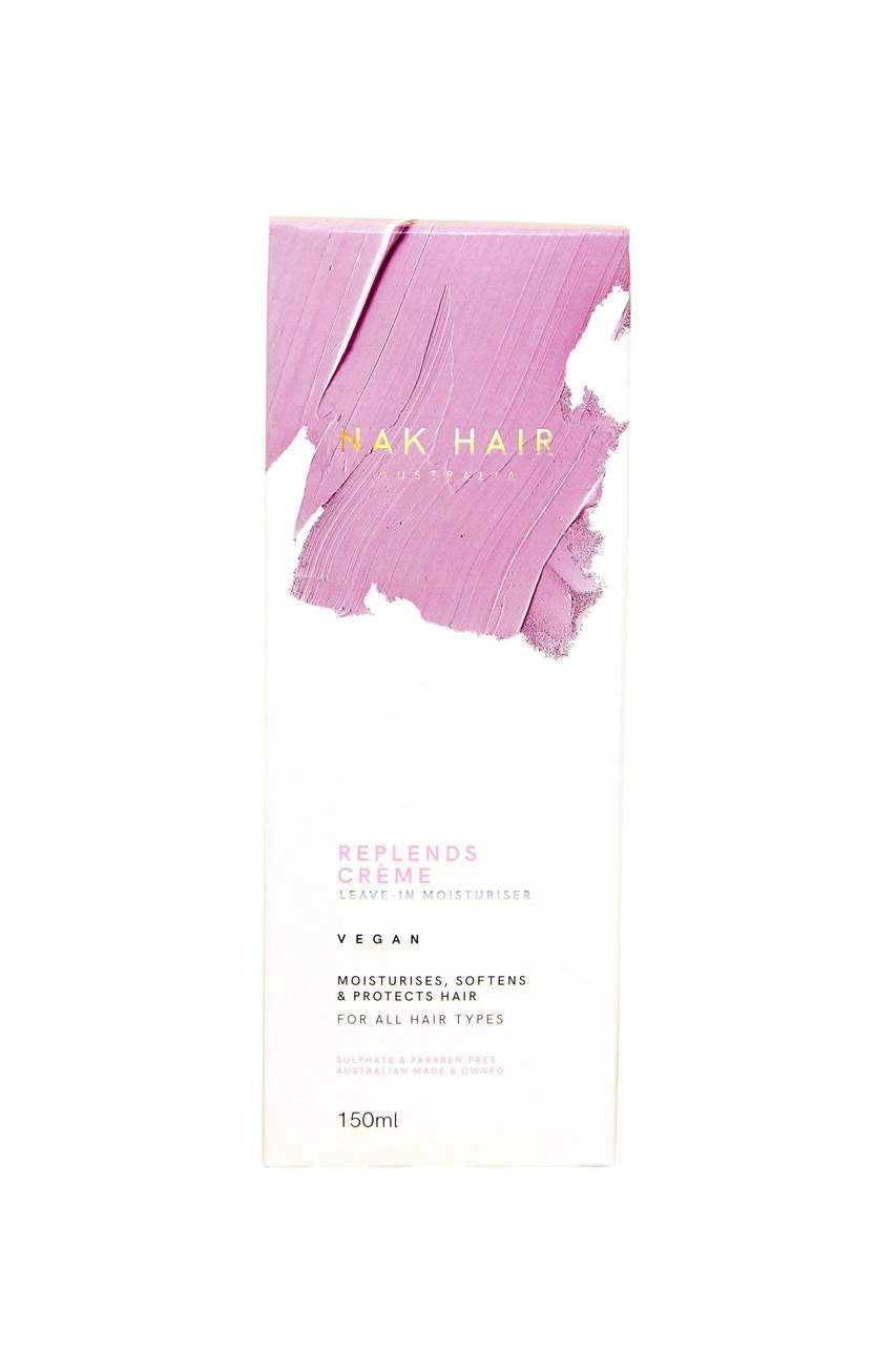 NAK Hair Replends Creme leave-in moisturiser travel box with pink label